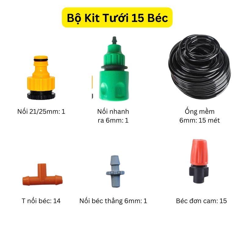 Bộ Kit Tưới Cây Phun Sương 10/15/20 Béc Đơn Cam Đầy Đủ