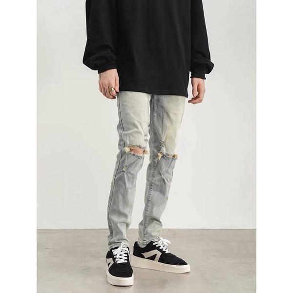 Jeans skinny quần jeans nam quảng châu rách gối
