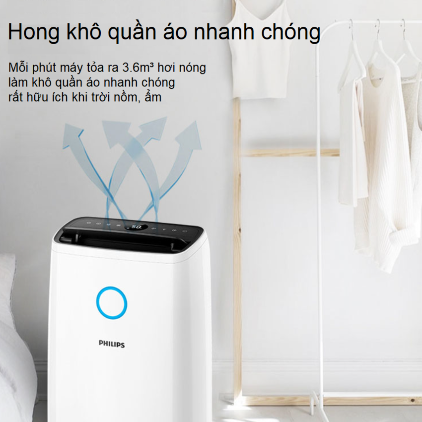 HÀNG CHÍNH HÃNG - Máy hút ẩm Philips DE3203/00, công suất 395W, dung tích bình chứa nước 4 Lít