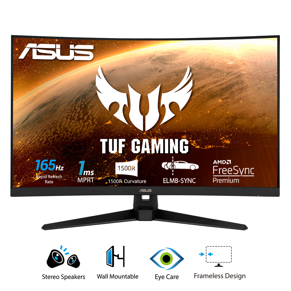 Màn Hình Cong Chuyên Game TUF Gaming VG328H1B 31,5 inch Full HD (1920x1080), 165Hz (Trên 144Hz), công nghệ Extreme Low Motion Blur, Adaptive-sync, FreeSync Premium, 1ms (MPRT) - Hàng Chính Hãng