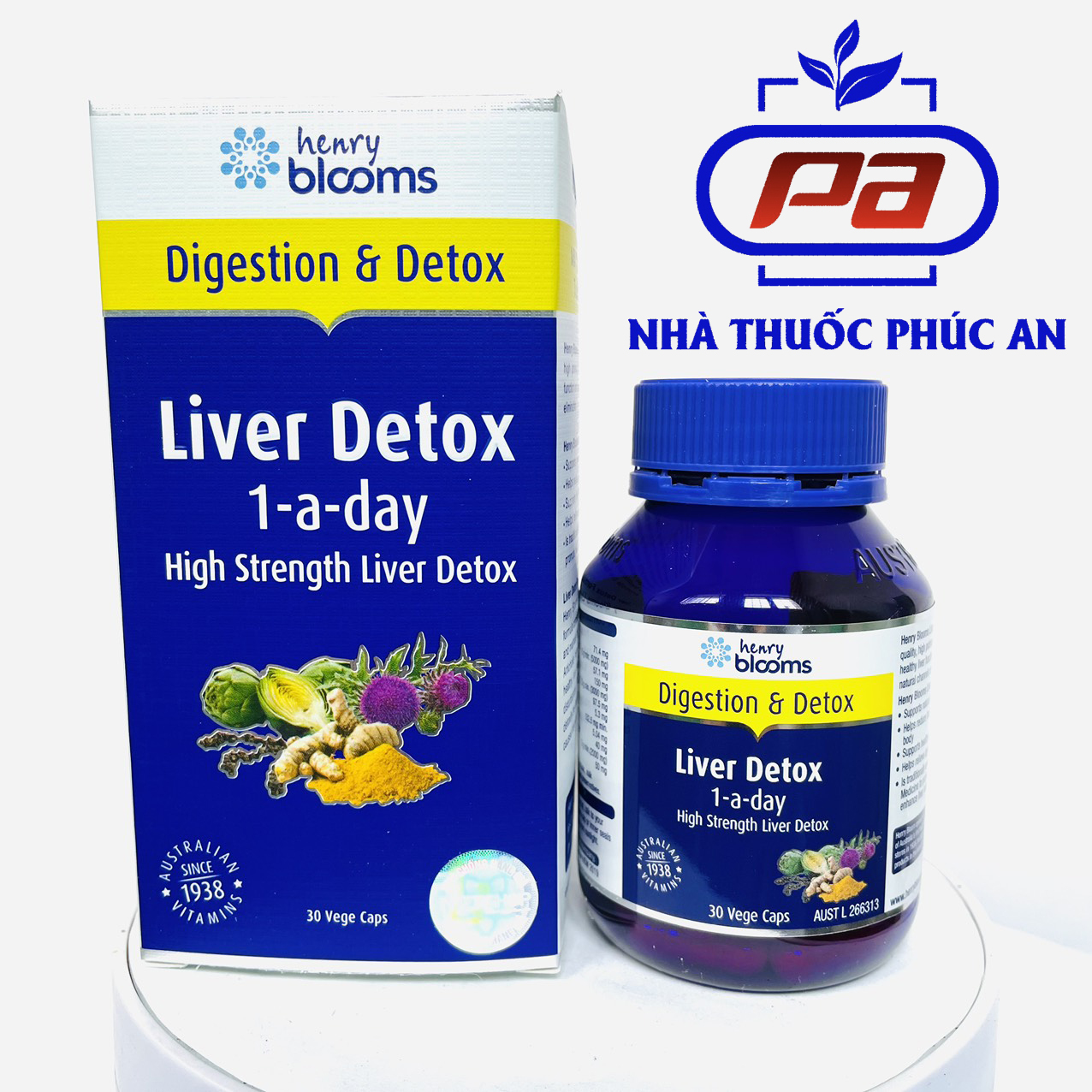 Viên uống hỗ trợ giải độc gan, bổ gan Liver Detox 1-a-day Henry Blooms 30 viên