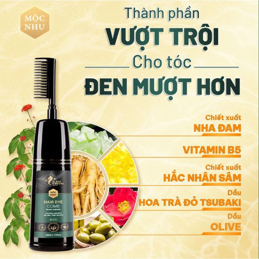 Lược Phủ bạc Hắc Nhân Sâm Hàn Quốc - MÀU ĐEN - Làm ĐEN tóc bạc màu tự nhiên, không gây dị ứng, kích ứng da đầu.