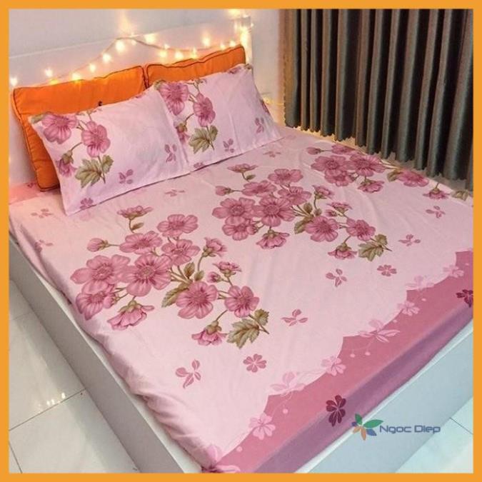 Bộ ga gối poly cotton m6 hoặc m8 mẫu đào hồng