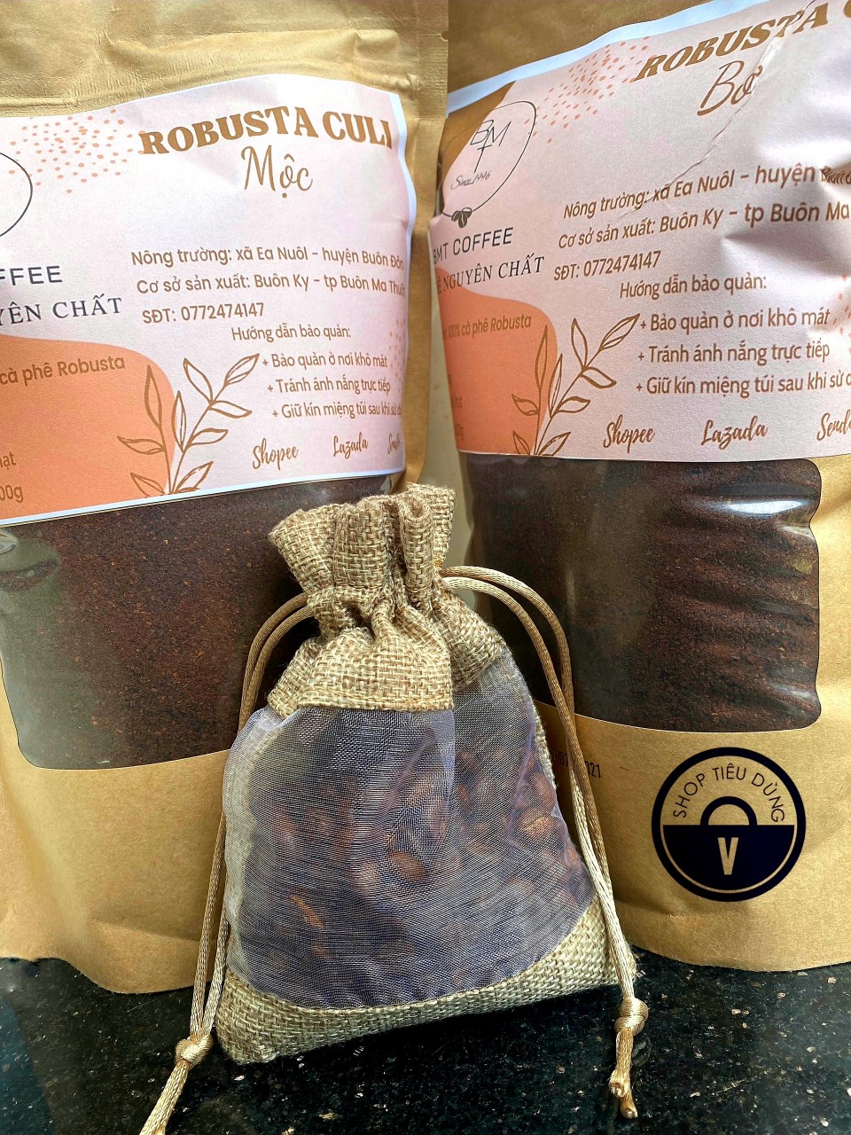 Cà phê Robusta Culi nguyên chất rang BƠ 100% - Robusta Buôn Ma Thuột cafe từ Đắk Lắk 1 kg