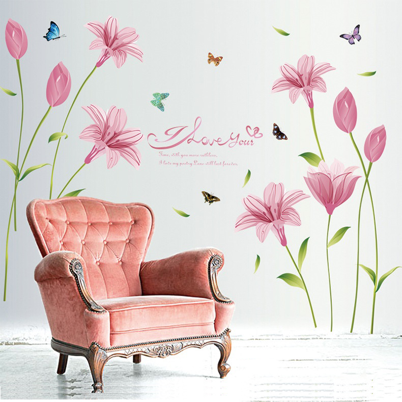 Decal Hoa anh thảo hồng AmyShop DH07897 ( 85 x 160 cm )