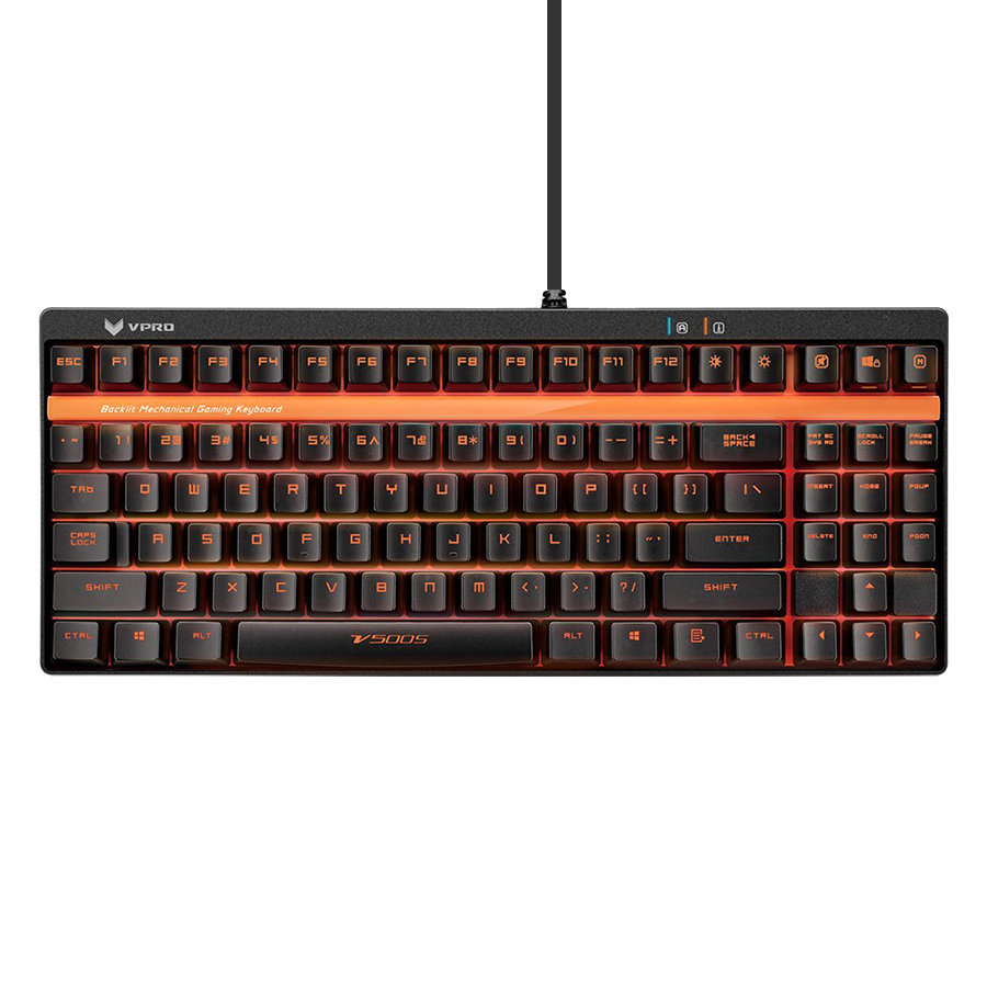 Bàn Phím Gaming Cơ RAPOO Đèn LED Đỏ, Khung Kim Loại, Dây Nylon Dù - V500S Alloy - Hàng Chính Hãng