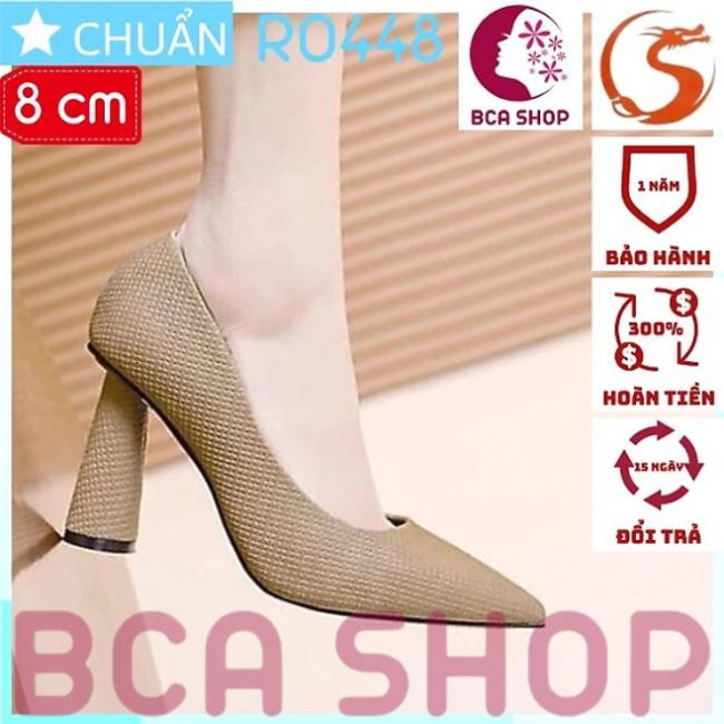 Giày cao gót nữ 8p RO448 ROSATA tại BCASHOP da tạo vân thời trang, gót trụ cách điệu - màu đỏ