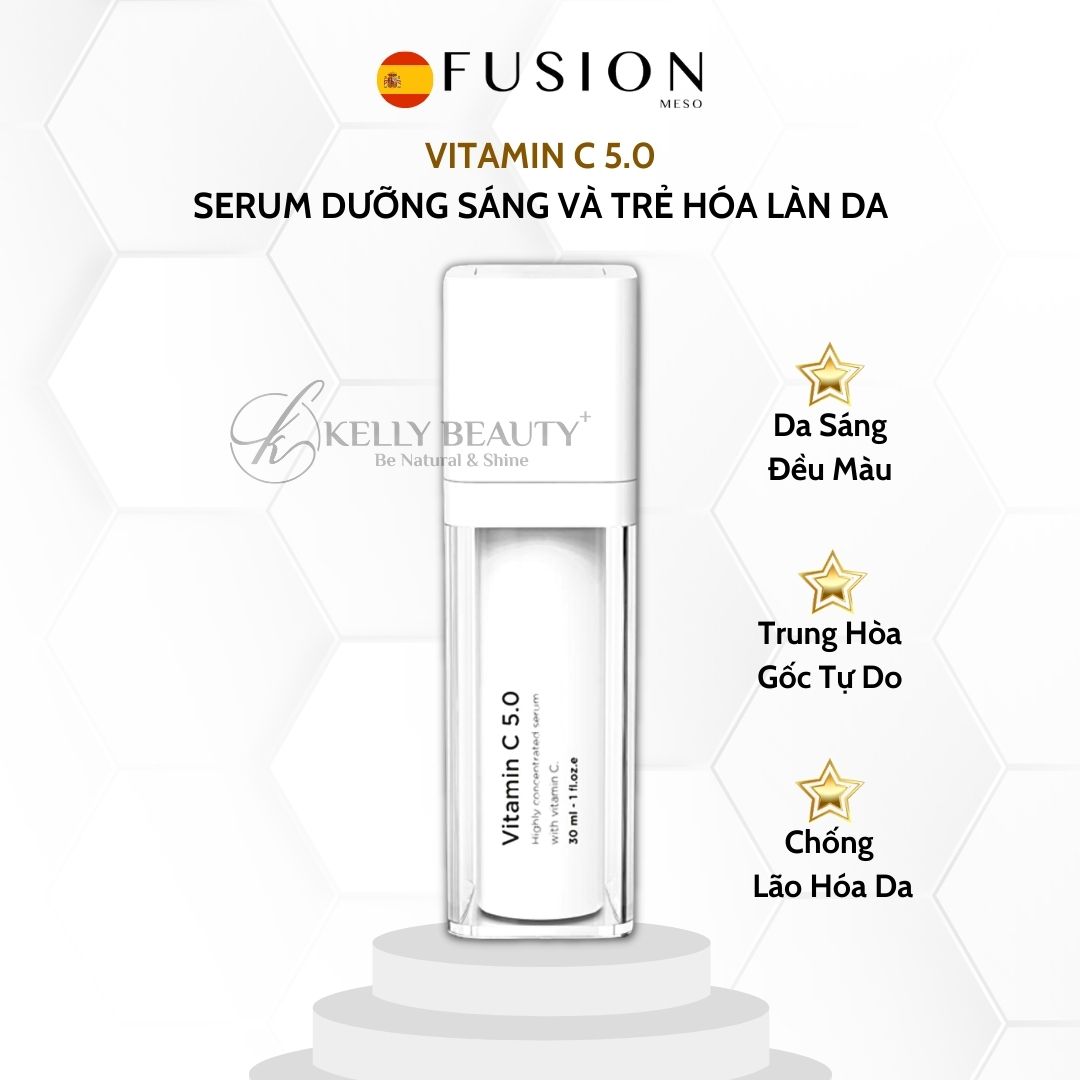 Fusion Vitamin C 5.0 - Tinh Chất Dưỡng Sáng Da, Mờ Thâm Sạm Nám; Tươi Trẻ Làn Da - Kelly Beauty