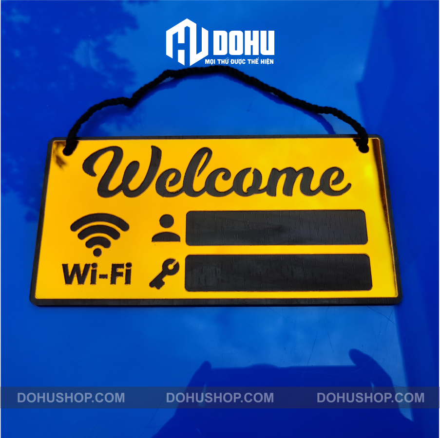 Bảng Gương Vàng Ghi Password Wifi DOHU24 Trang Trí Quán Cà Phê, Trà Sữa, Nhà Hàng, Khách Sạn