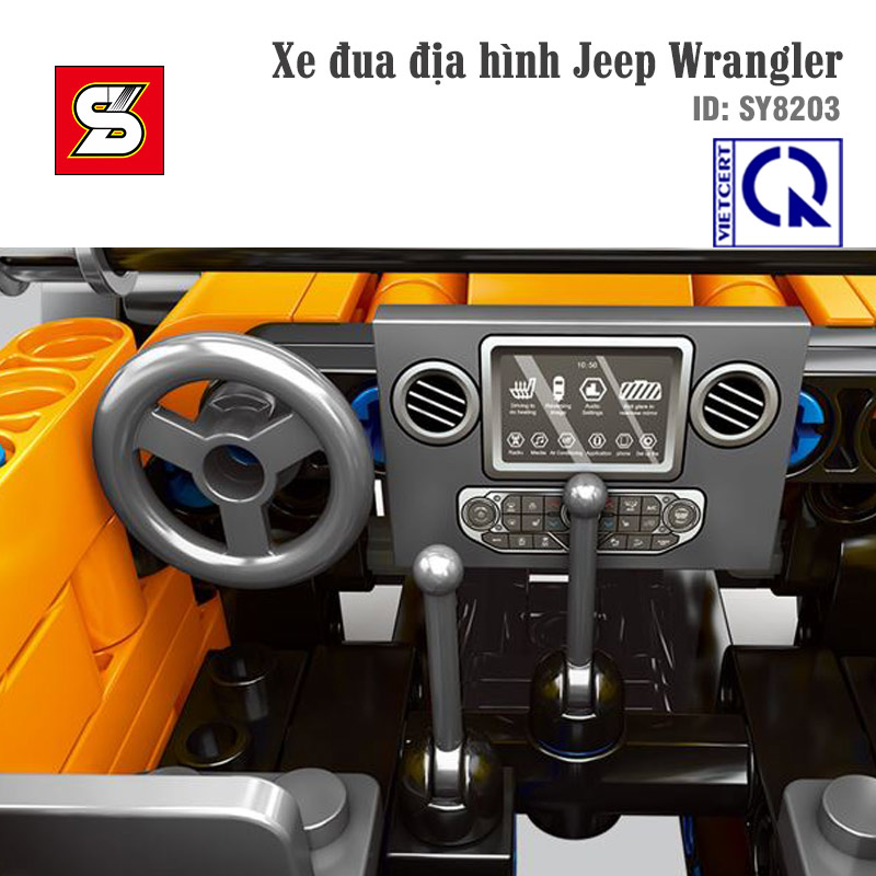 Đồ chơi lắp ghép, xếp hình Xe đua địa hình Jeep Wrangler  SY BLOCK SY8203 mô hình kéo cót chạy đà