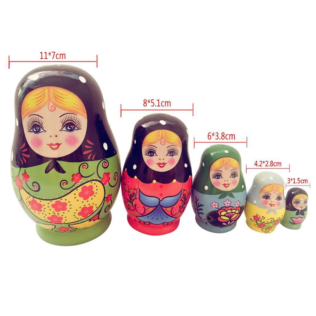 2 Set Wooden Russian Nesting Dolls Kits Matryoshka For Doll Kids Xmas Gifts