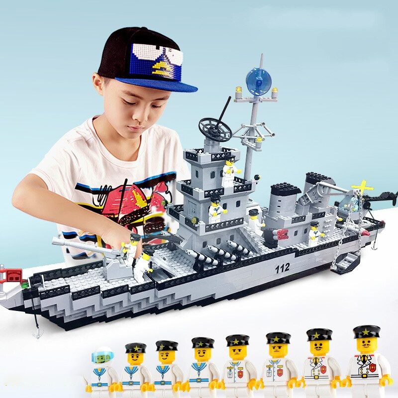 ồ chơi lắp ráp Thuyền Chiến hạm 112, Tàu Thủy hạng nặng, Amazingbricks WarShip 112 [970 Mảnh ghép]