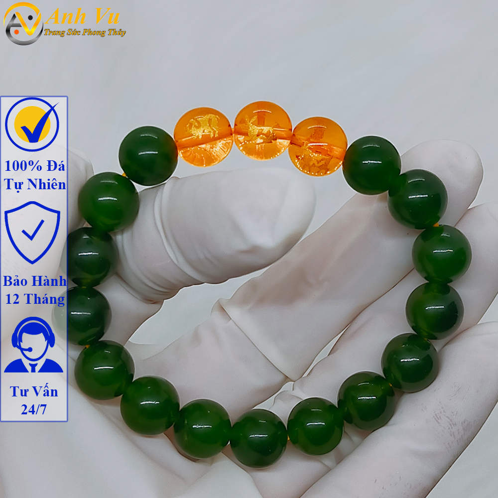 Vòng tay mã não xanh tam hợp hợi mão mùi - size 8 10ly cho người mệnh mộc, mệnh hỏa - có khai quang điểm nhãn may mắn tài lộc - bảo hành 12 tháng - PHONG THỦY ANH VŨ