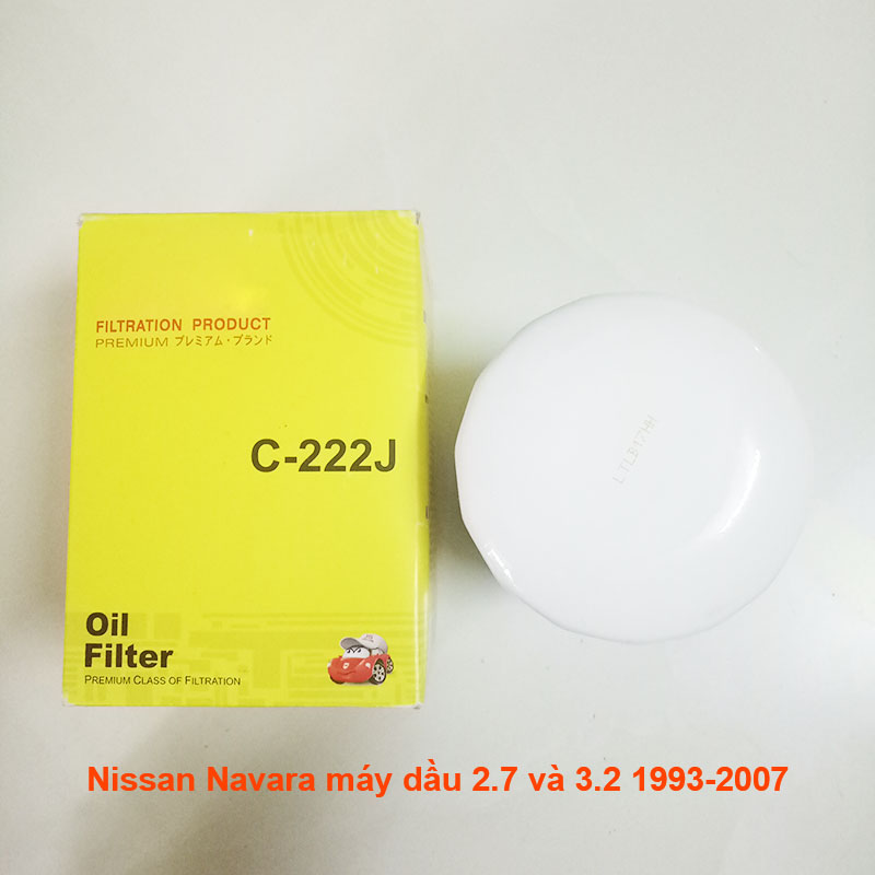 Lọc nhớt C222J-3 dùng cho Nissan Navara máy dầu 2.7 và 3.2 1993, 1994, 1995, 1996, 1997, 1998, 1999, 2000, 2001, 2002, 2003, 2004, 2005, 2006, 2007 15208-65001