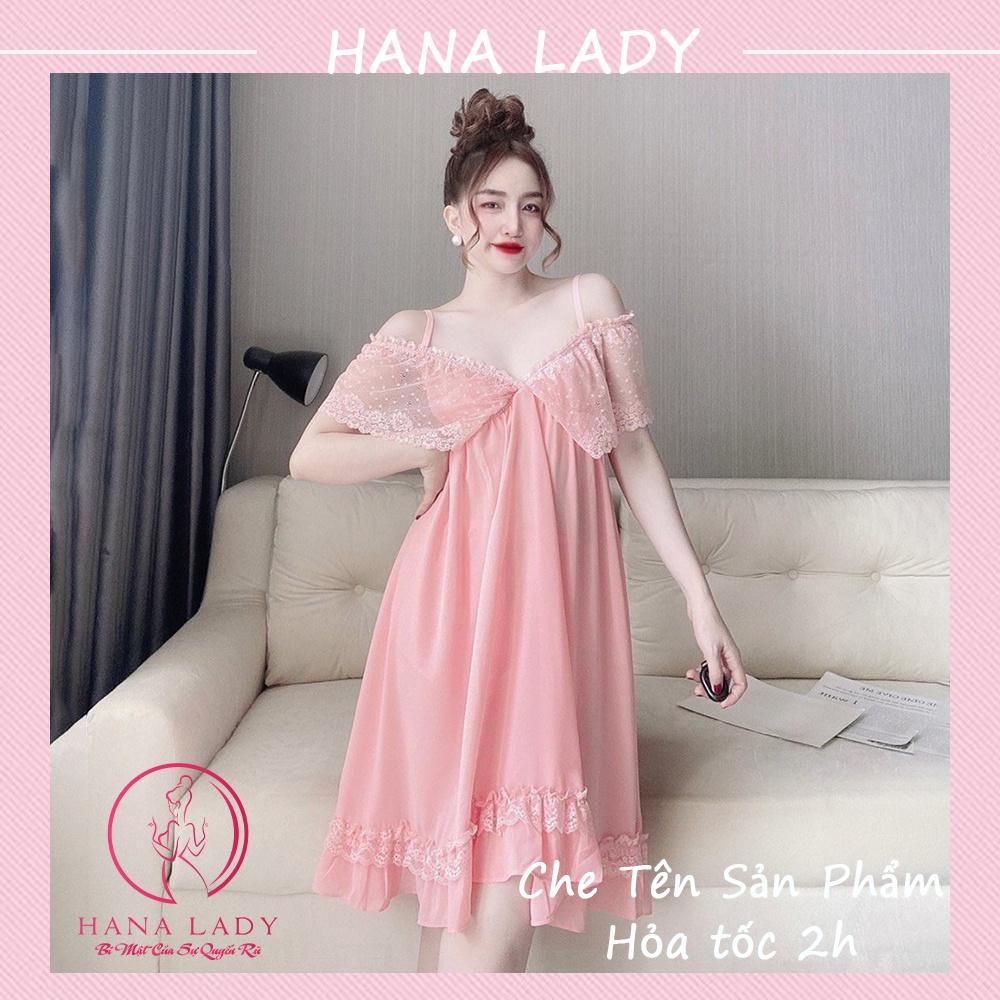 Váy ngủ nữ quyến rũ - Đầm ngủ sexy voan lụa cao cấp trễ vai gợi cảm VN482