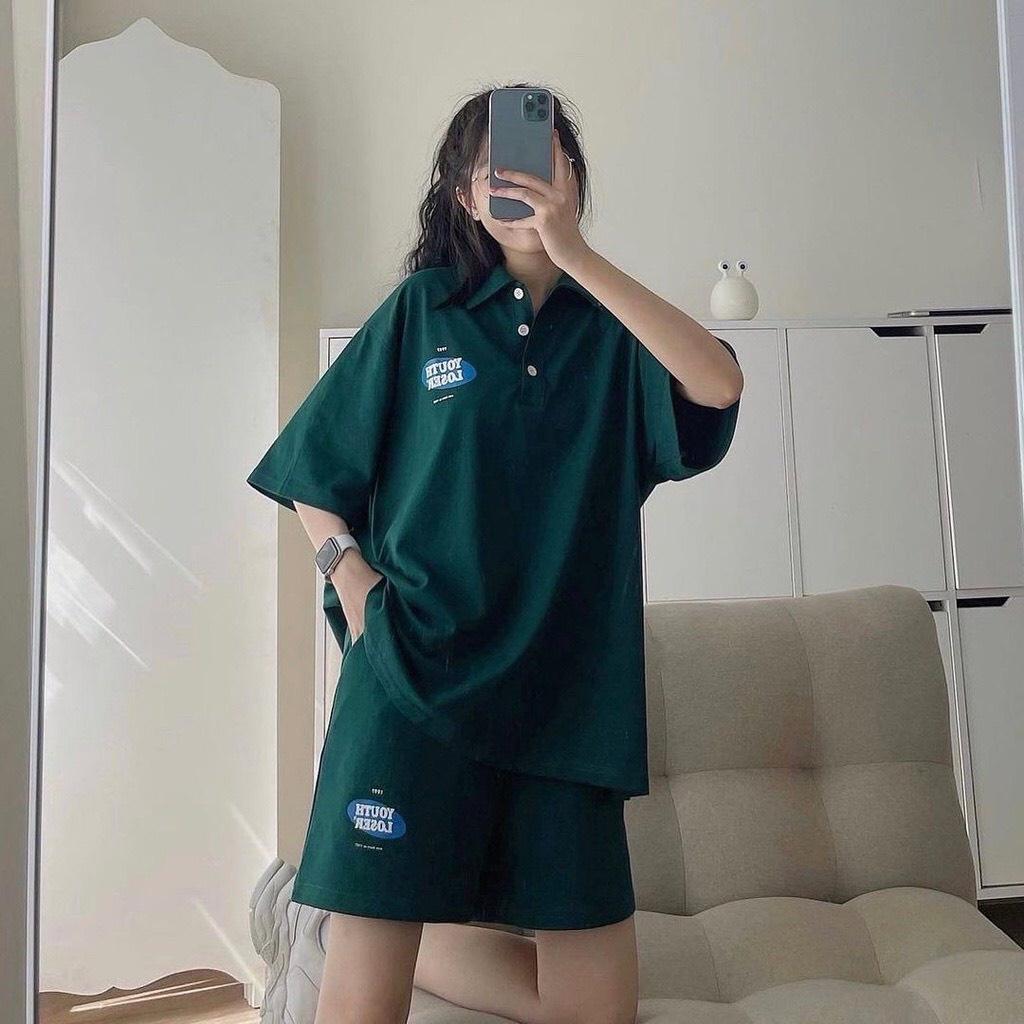 Bộ đùi nữ mùa hè in YOUNG LOSER dáng rộng Bigsize Set áo thun mix quần short thời trang ulzzang