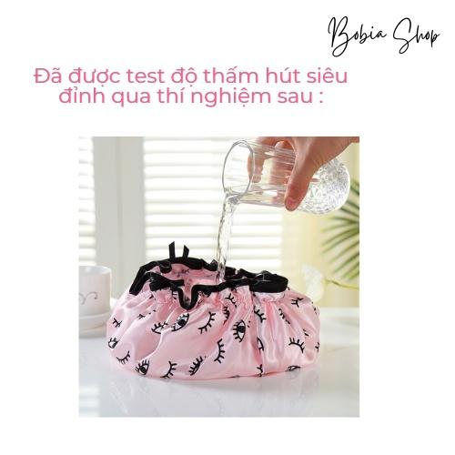 Mũ tắm, mũ ủ tóc lụa satin 2 lớp dày dặn chống thấm nước tốt