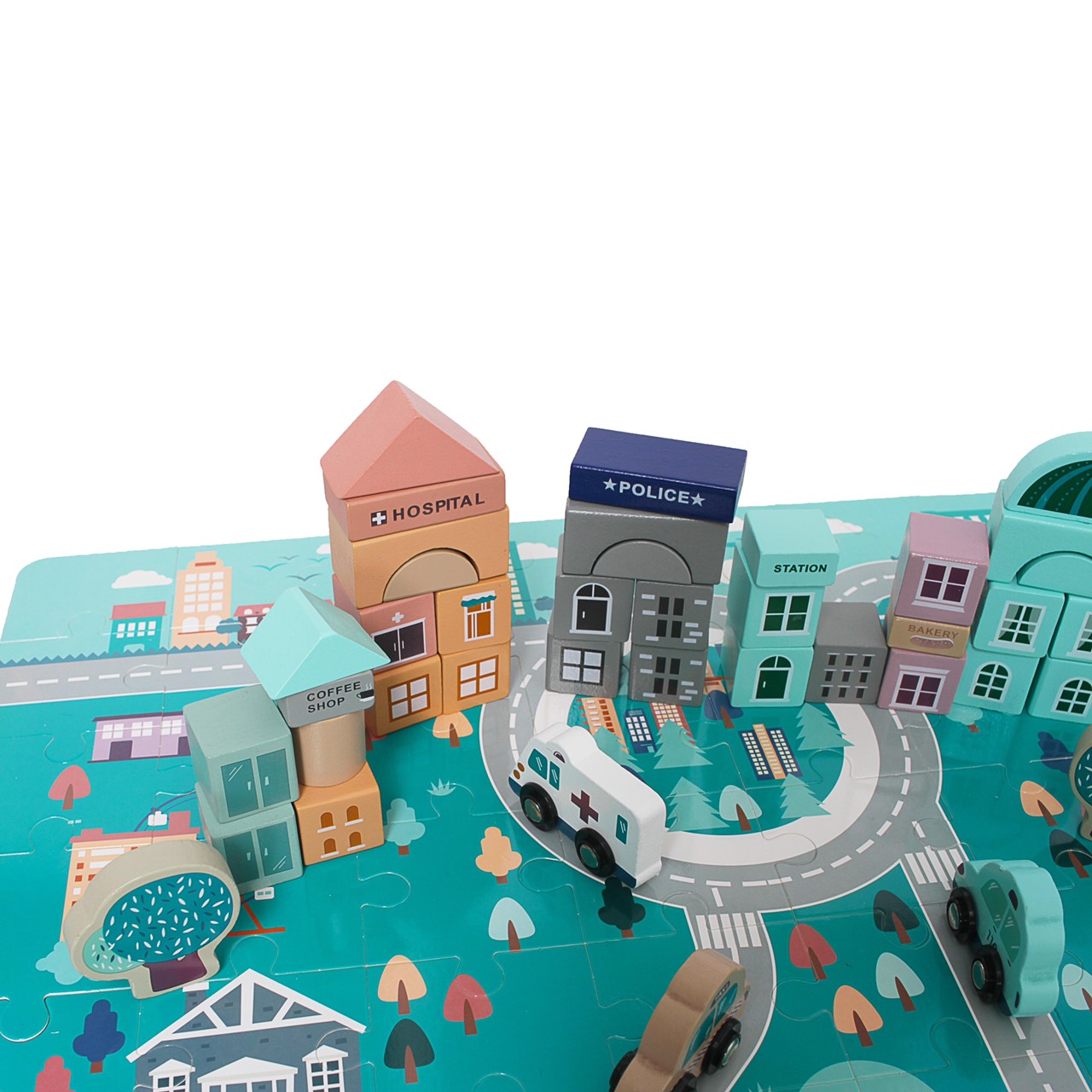 Set xây dựng thành phố mơ ước tặng kèm thảm chơi lắp ráp 2 mặt