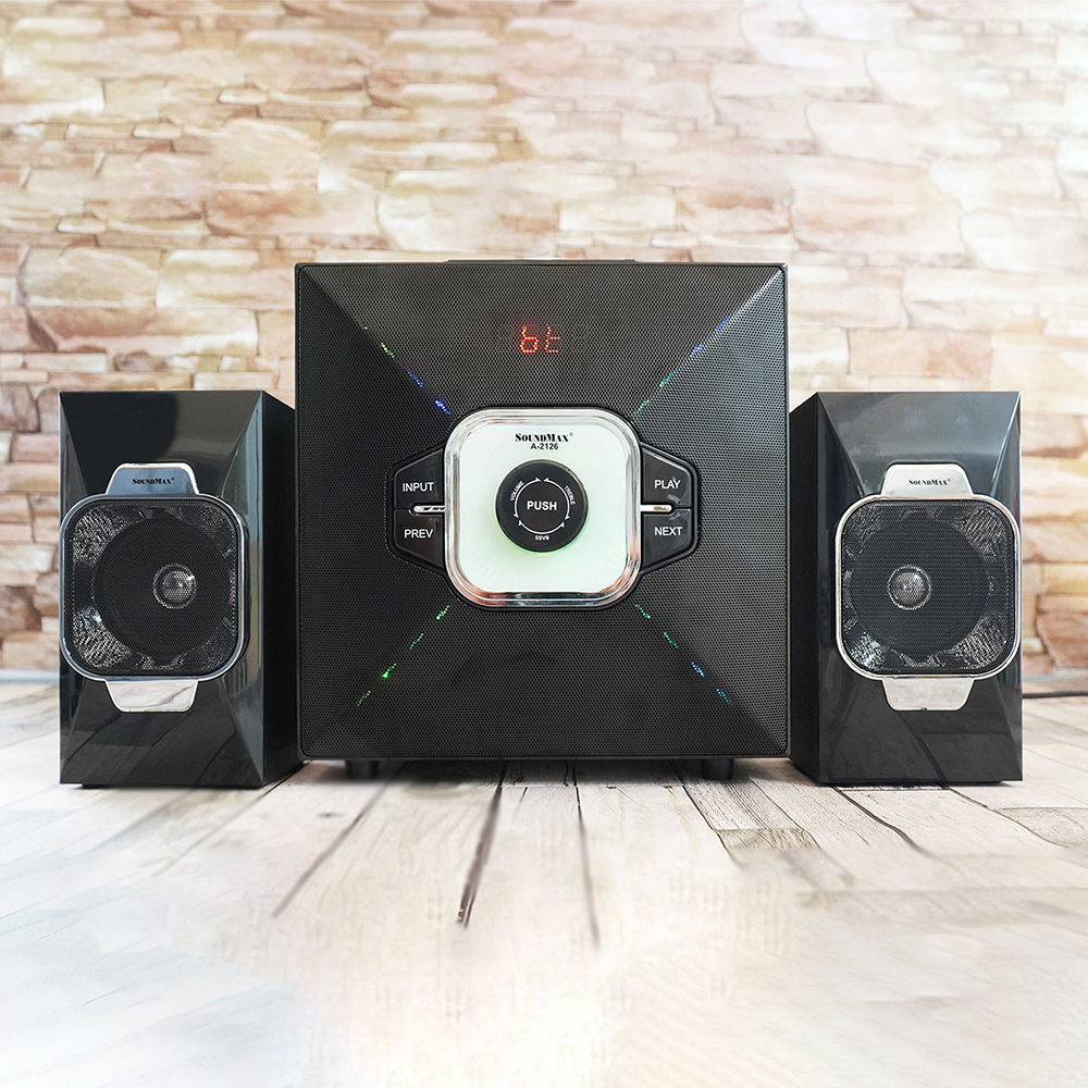 Loa vi tính 2.1 SoundMax A-2126 | Bluetooth Speaker SoundMaxA2126 |  Bluetooth 5.0, AUX, Optical, USB, Thẻ Nhớ SD 128GB | Loa Nghe Nhạc, Xem Phim, Chơi Game | Điều Khiển Từ Xa - Hàng Chính Hãng