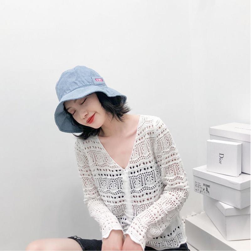 Nón Bucket Nữ / Nón Rộng Vành Nữ / Nón Chống Nắng / Mũ Trùm Đầu Chống Nắng / Nón Tai Bèo Denim Vành Rộng Chống Tia UV Thời Trang Mùa Hè Phong Cách Hàn Quốc Cho Nữ