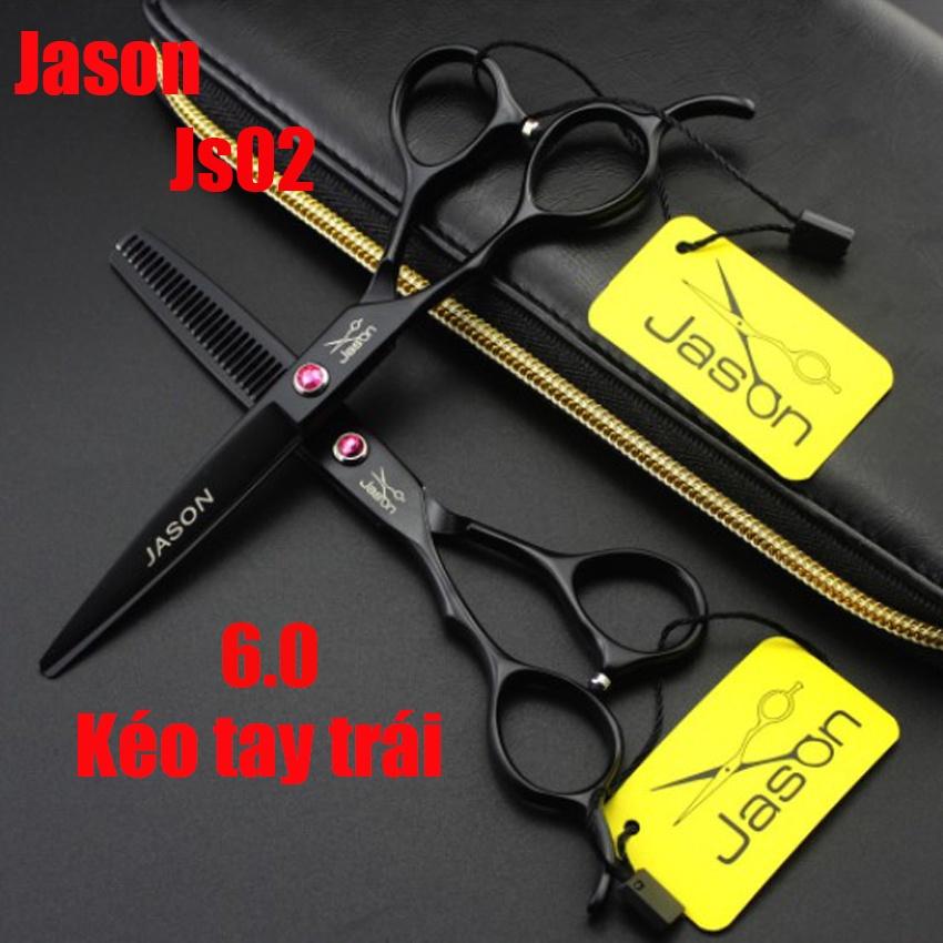 Bộ kéo cắt tóc tay trái chuyên nghiệp Jason js02( Tặng bao da+lươc+lọ dầu+khóa kéo+miếng da lau kéo)