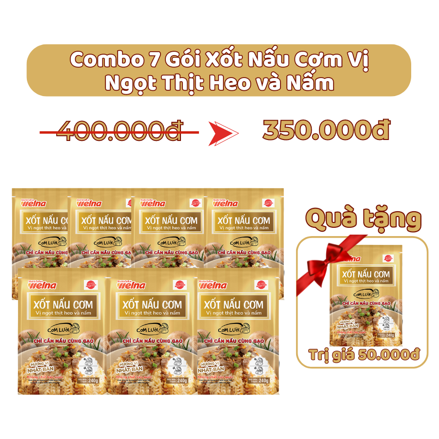 [Tặng 1 Gói] Combo 7 Gói Xốt Nấu Cơm Hương Vị Ngọt Thịt Heo Và Nấm -  Nisshin Seifun Welna Shop