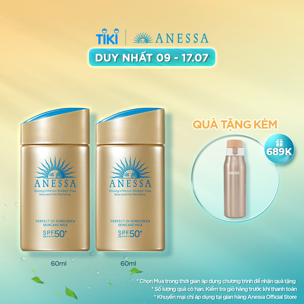 Bộ đôi Kem chống nắng dạng sữa dưỡng da kiềm dầu bảo vệ hoàn hảo (Anessa Gold Milk 60ml x2)