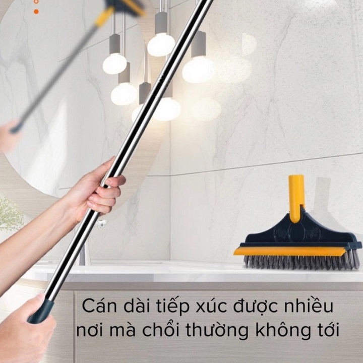 Chổi chà sàn nhà tắm thiết kế đầu gạt nước và đầu chổi xoay 120 độ quét nhà siêu sạch mọi góc bẩn