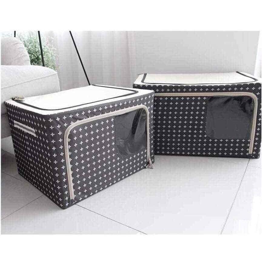 Hộp vải đựng đồ HG01 đa năng, thùng đựng quần áo chăn màn bằng khung inox chắc chắn