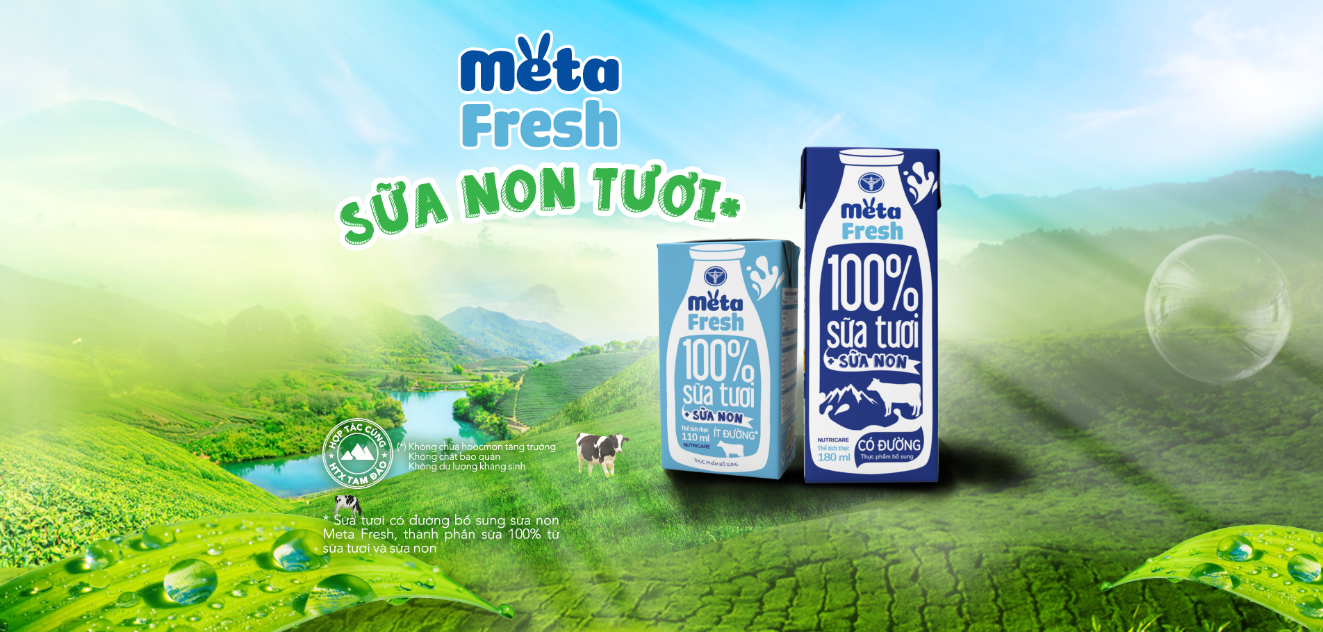 [Mua 11 lốc tặng 1] Sữa tươi Nutricare Meta Fresh Có Đường (110ml)