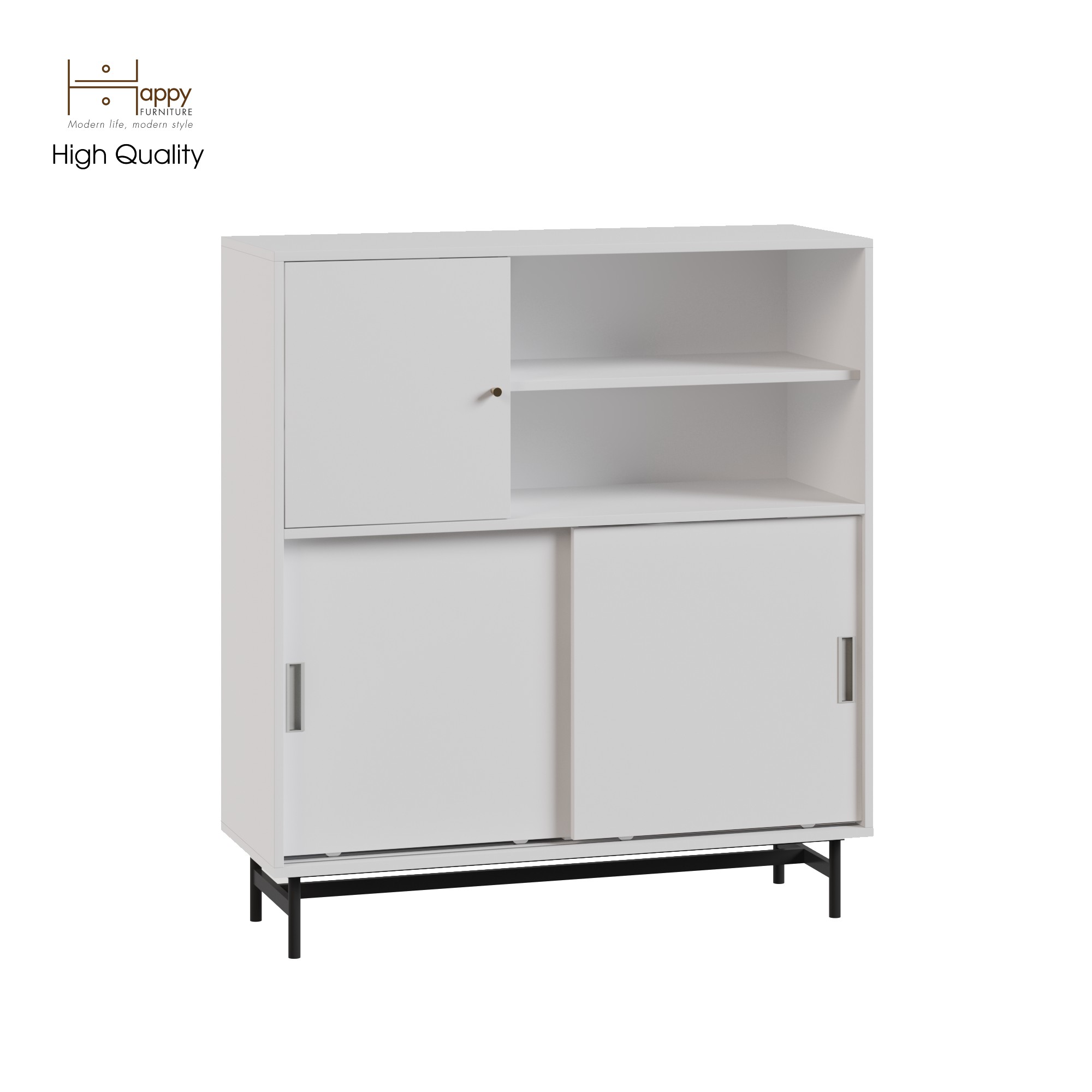 [Happy Home Furniture] LUCA, Tủ lưu trữ cánh lùa - Chân sắt, 108cm x 40cm x 120cm ( DxRxC), TCL_015