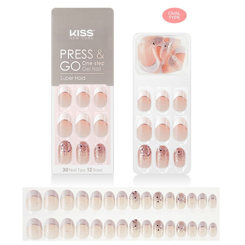 Bộ 30 Móng Tay Gel Tự Dán Press &amp; Go Kiss New York Nail Box - Bridal Shower (KPN06K)