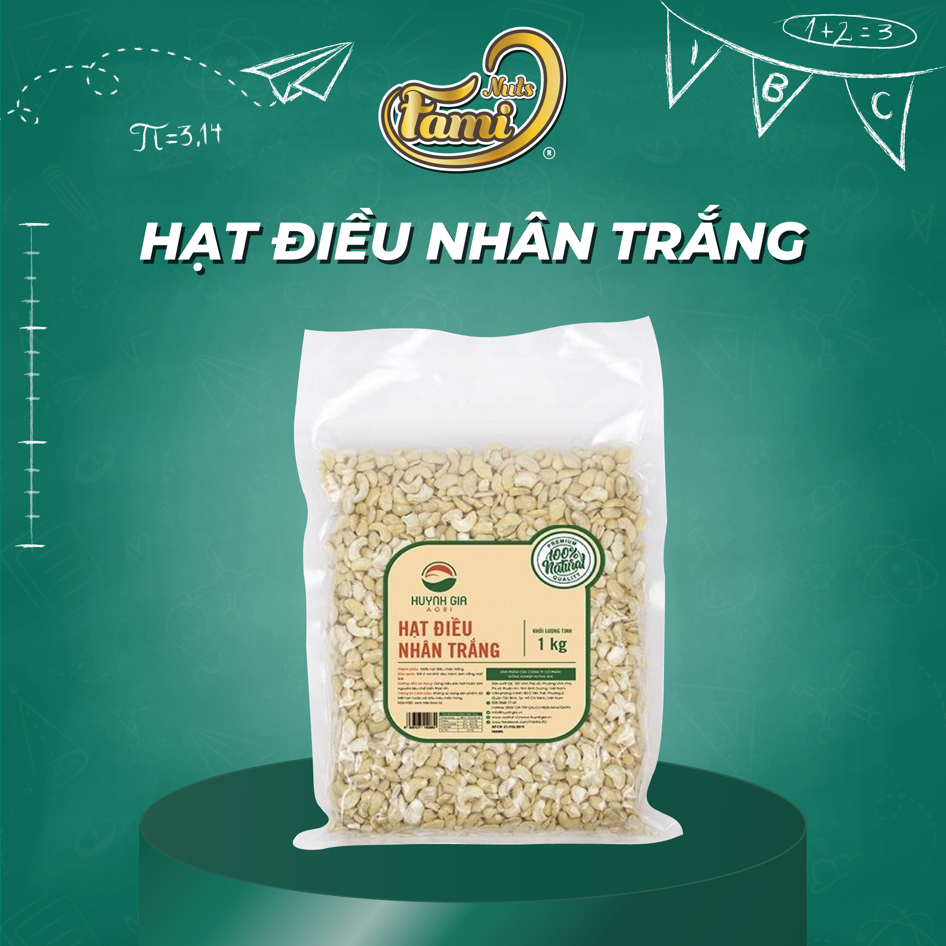 Hạt Điều Tươi Nhân Trắng Loại LP FAMINUTS Bịch Chân Không 1KG