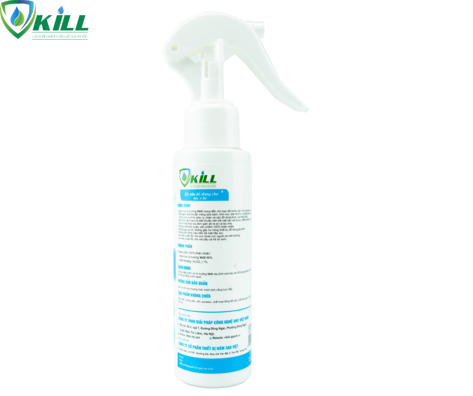 Nước ion từ trường Vkill xịt rửa đồ dùng cho mẹ và bé 100ml