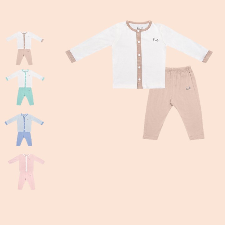 Bộ Dài Tay Bé Cài Khuy Giữa BARU Chất Cotton Xuất Hàn Mềm Mịn ,thời trang trẻ em