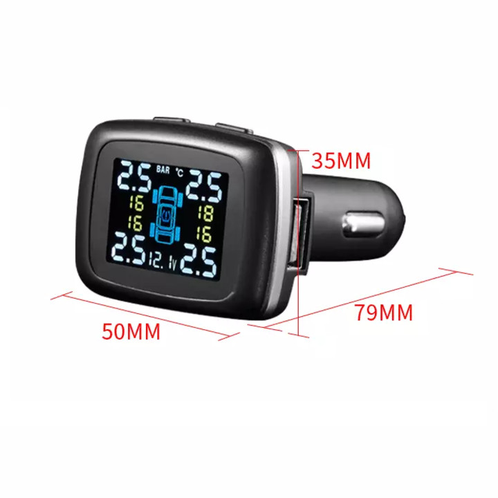 Cảm biến áp suất lốp dạng tẩu sạc gắn van trong ô tô TPMS C110