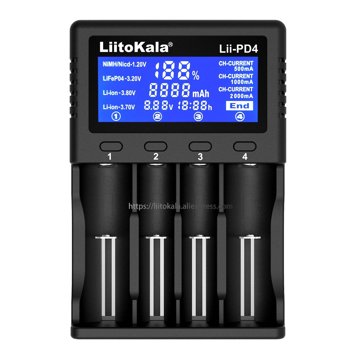 Liitokala Lii-PD4 LCD 3.7V/1.2V/3.2V/3.8V NiMH 18650 16340 18350 18500 21700 20700 26650 Sạc Pin Lithium Sạc Màu Sắc: Lii-PD4 Trọn Bộ