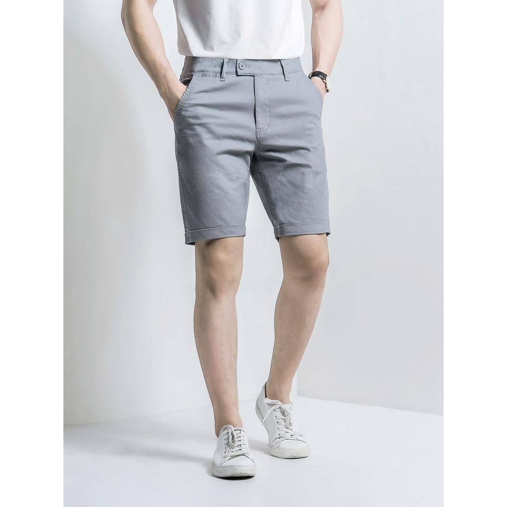 Quần Sooc Khaki trơn Ghi, Chất Liệu Khaki Co Giãn Form Slimfit CEFFYLO