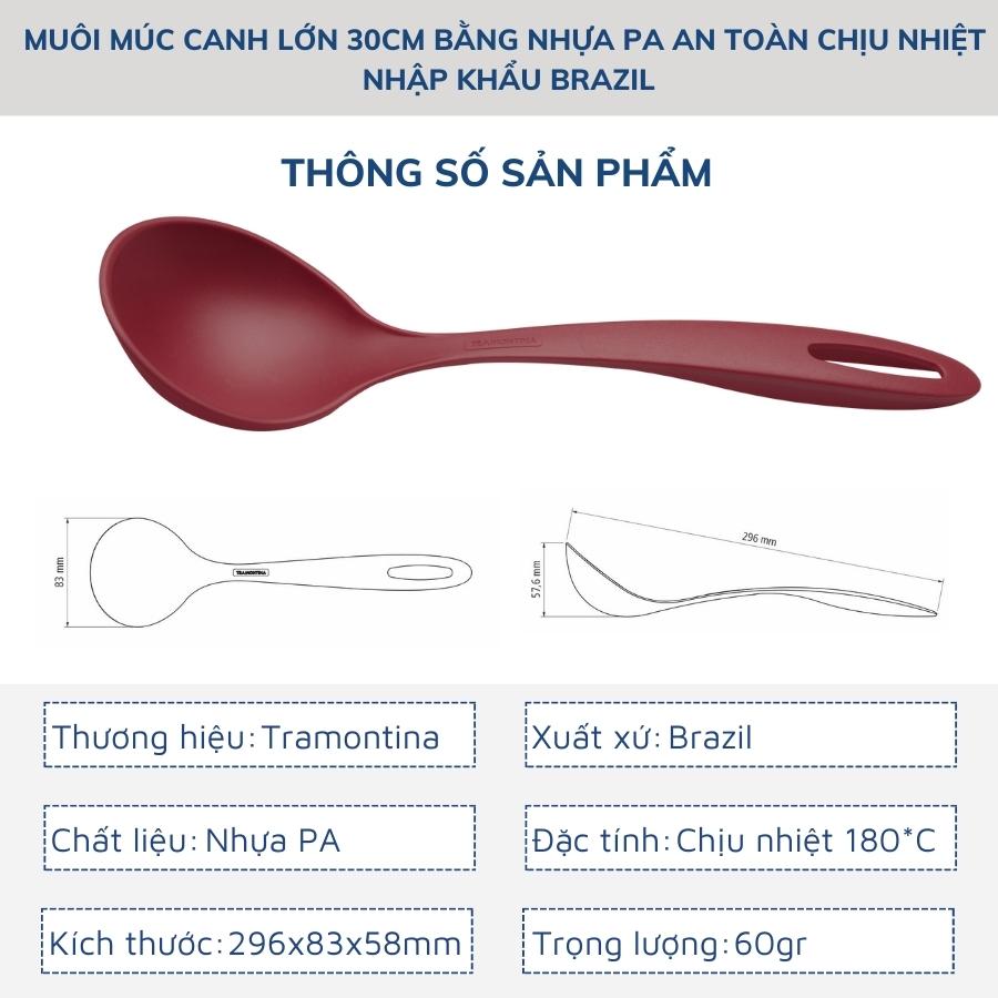 Combo 2 Dụng Cụ Nấu Ăn Gồm 1 Thìa Vớt Đồ Ăn 30cm và 1 Thìa Múc Canh Sâu Lòng 30cm TRAMONTINA Chất Liệu Nhựa Chịu Nhiệt An Toàn Sản Xuất Tại BRAZIL - Hàng Chính Hãng