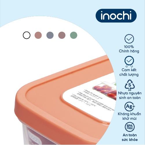 Hộp thực phẩm chữ nhật INOCHI - Hokkaido 1000ml Thân Trắng trong + Nắp Trắng/Hồng/Cam/Xanh