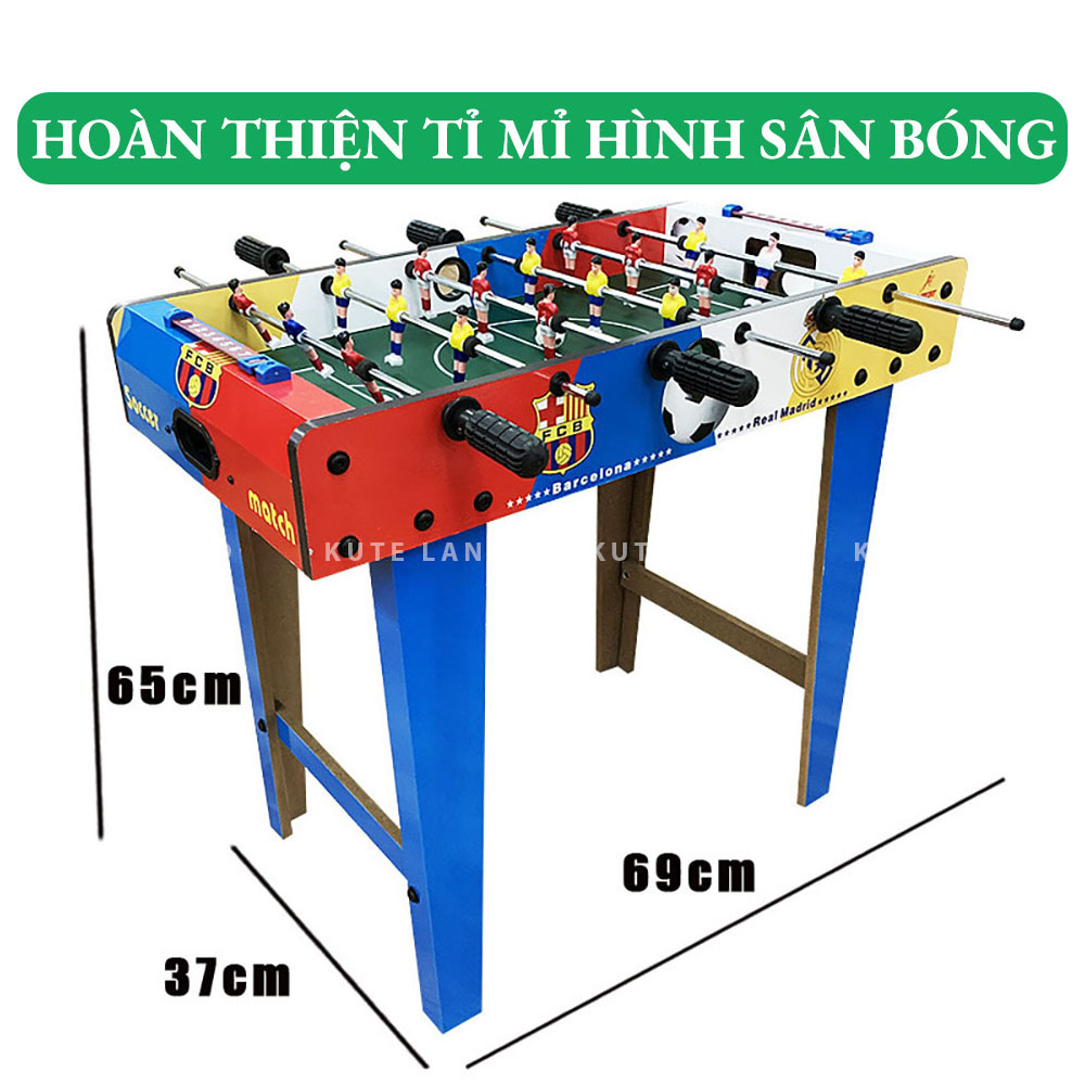 Bàn bi lắc chân cao hình bóng đá đội Real &amp; Barca 69x37x65 cm bằng gỗ size lớn nhiều màu sắc