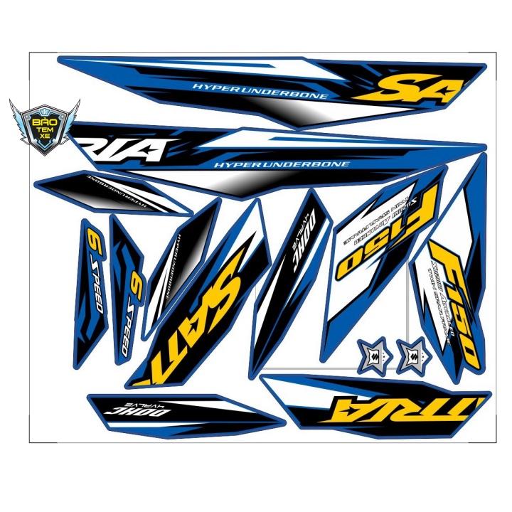 Tem rời dán xe satria fi dán xe xanh