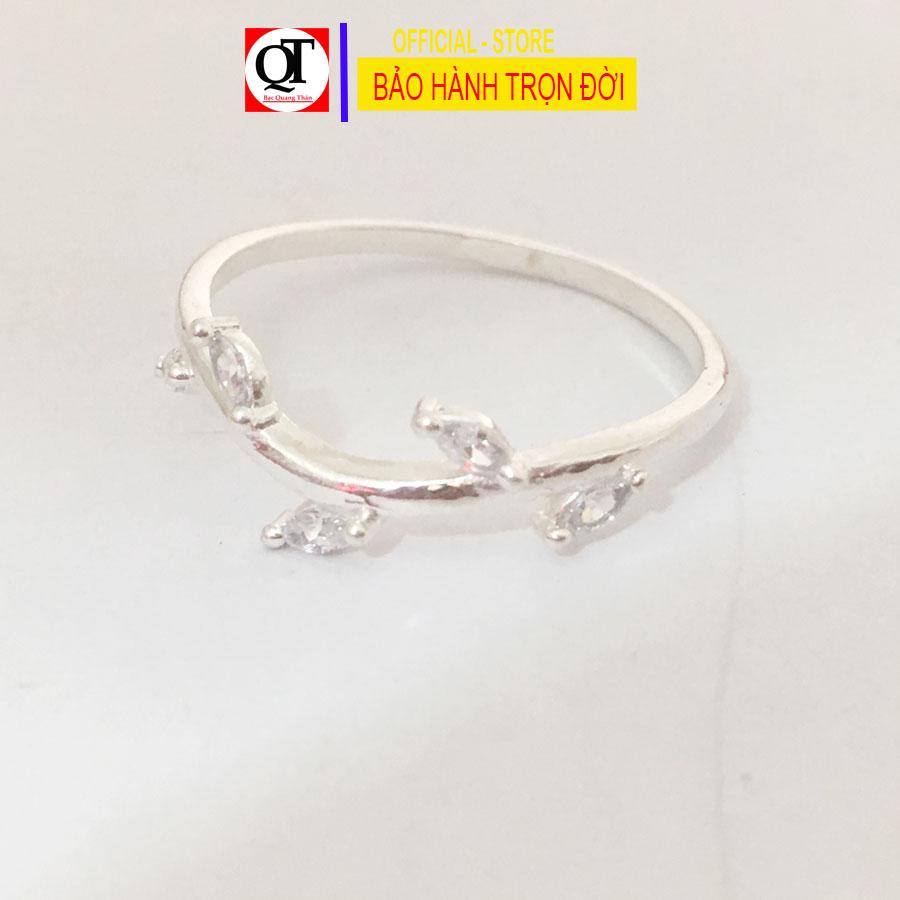 Nhẫn nữ bạc bản nhỏ phong cách styl đính đá cao cấp chất liệu bạc ta kiểu dáng thời trang có hộp đựng Bạc Quang Thản - Q
