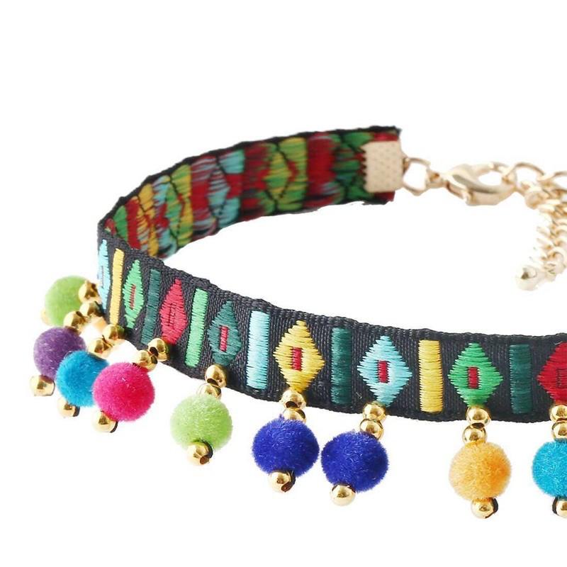 Vòng cổ boho hạt nhiều màu - choker thổ cẩm