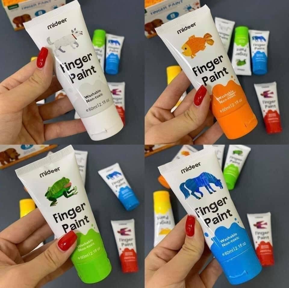 Bộ màu vẽ tay Finger Paint 8 màu - chính hãng MIDEER (cho bé từ 3 tuổi)