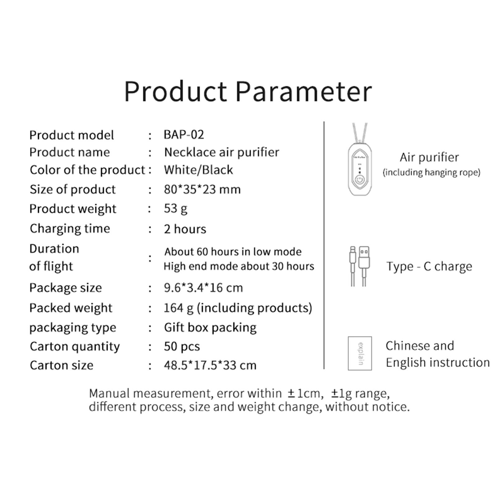 Wearable Air Purifier,Protable Personal Air Purifier Necklace, Travel Outdoor Negative Ion Generator, Remove Smoke Smell, Car/Pet Smell
