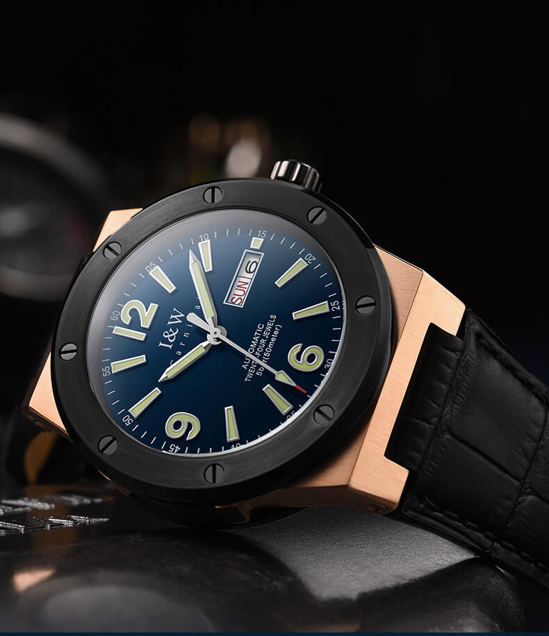 Đồng hồ nam chính hãng IW CARNIVAL IW589G-2 Kính sapphire ,chống xước,Chống nước ,Bảo hành 24 tháng,Máy cơ ,Dây da cao cấp,thiết kế lộ cơ thể thao