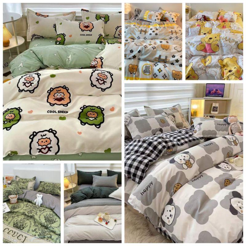 Bộ chăn ga gối cotton poly QUY BEDDING phong cách Hàn Quốc.