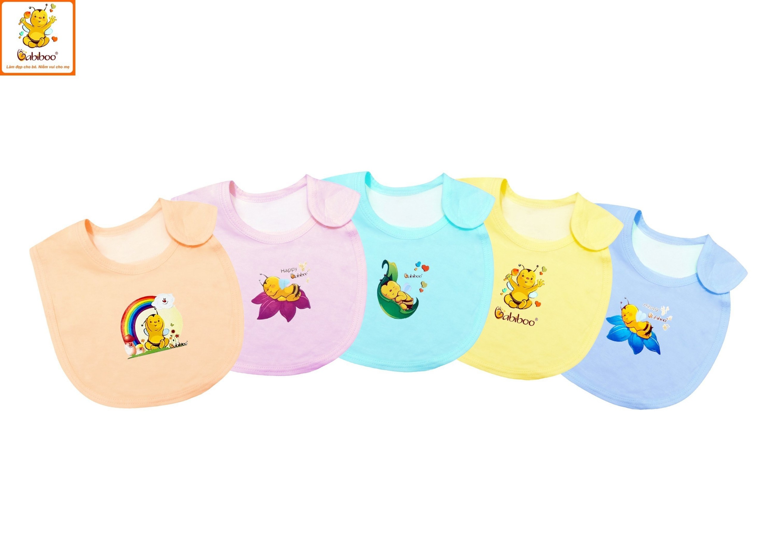 Yếm ăn dặm BABIBOO khăn yếm cho bé ăn dặm, vải cotton 2 lớp BB81