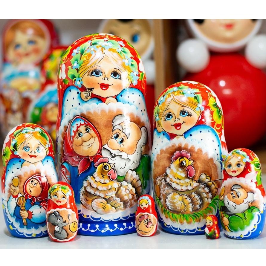 BỘ BÚP BÊ NGA MATRYOSHKA 7 LỚP 21CM "CÔ GÀ ĐẺ TRỨNG VÀNG" RẤT ĐẸP VÀ ĐỘC ĐÁO